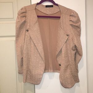 Nude/Salmon Colored Pucker Crop Jacket/Blazer